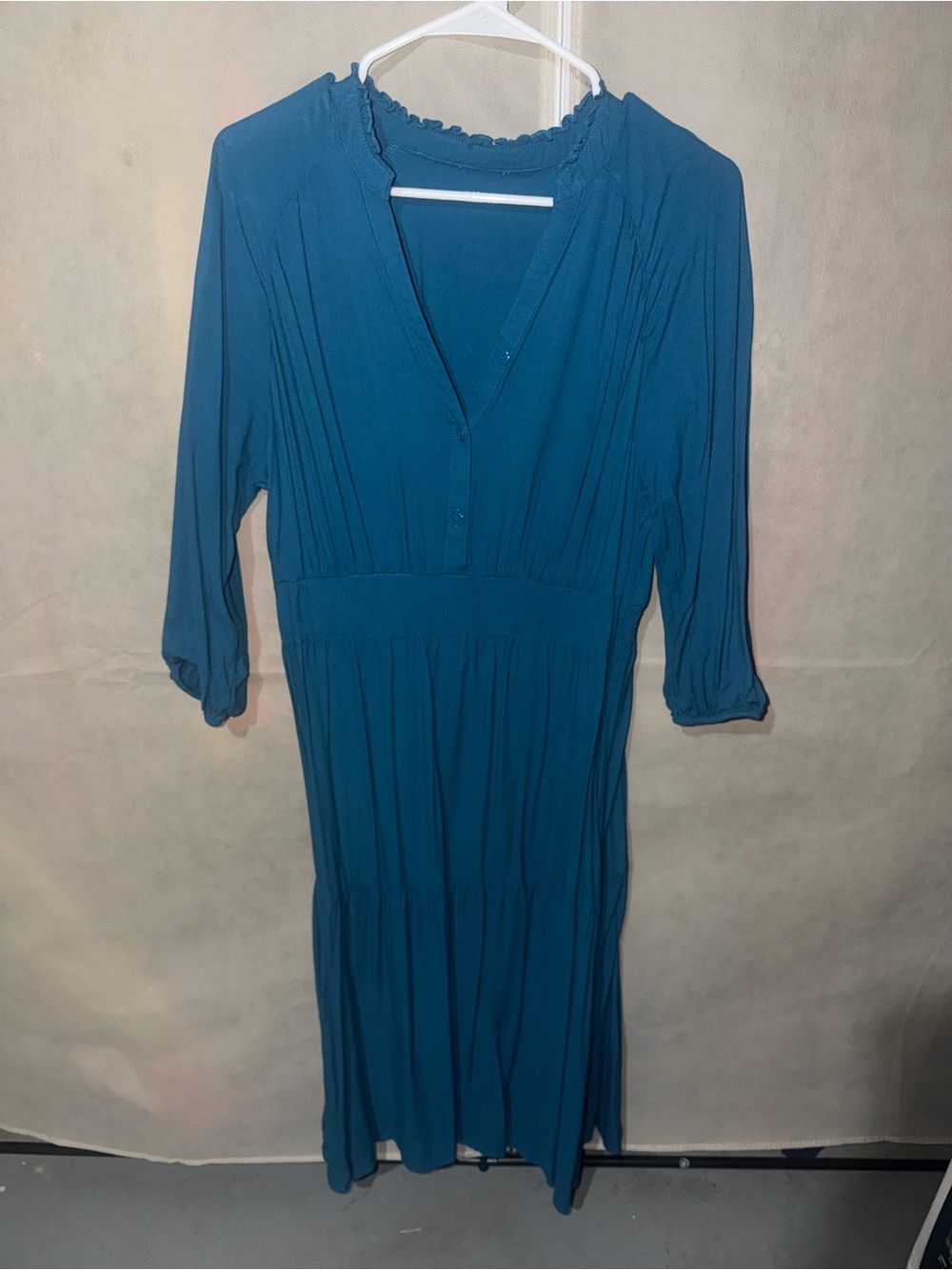 Target Teal Long Sleeve V-Neck Midi Dress